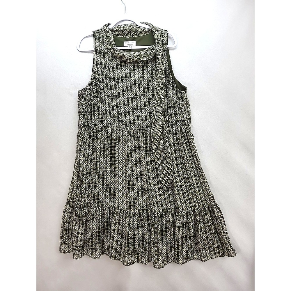 Signature by Robbie Bee Sz‎ XL Geometric Pattern Tiered Fluttery Coquette